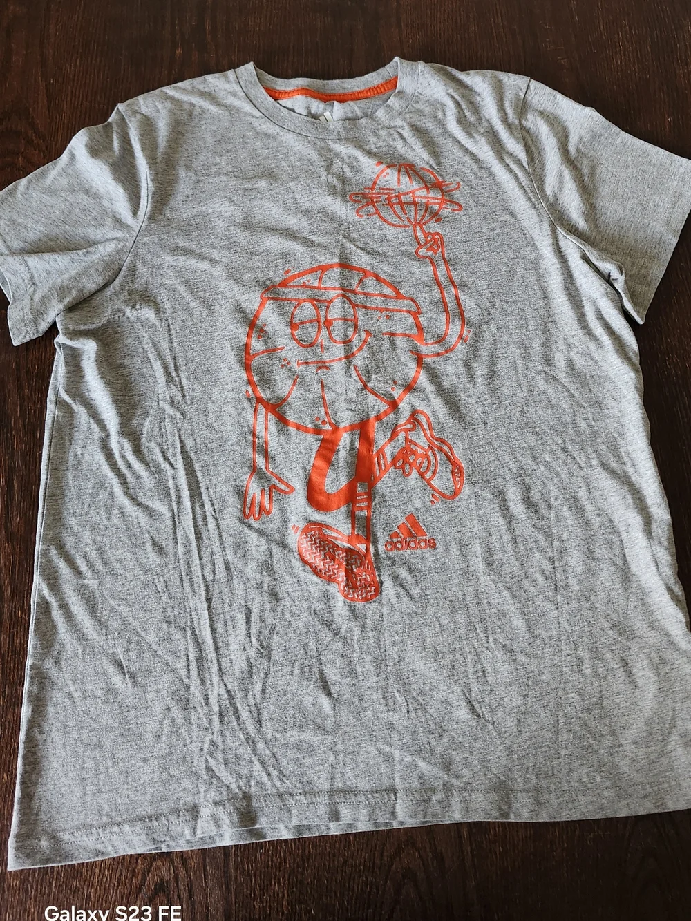 Adidas Kid's Gray Graphic Basketball T-Shirt - Orange Print